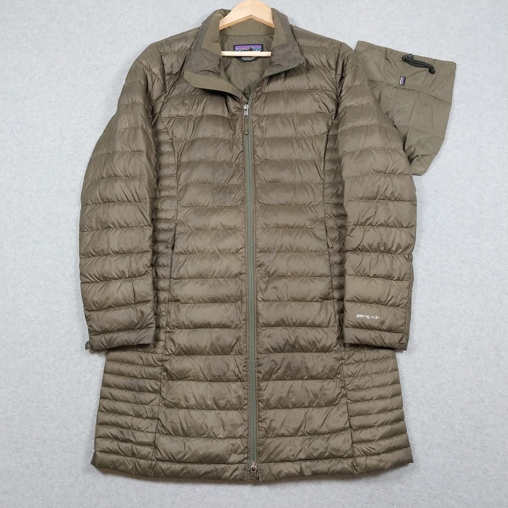 Patagonia Fiona Parka Womens Medium Green Down Puffer Long Coat Winter 800 Fill